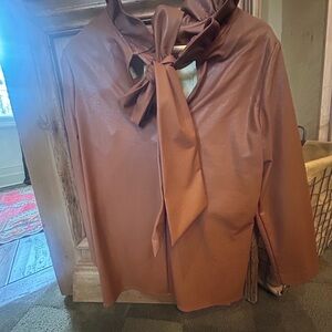 Tuckernuck Cognac Tie-Neck Faux Leather Jacket